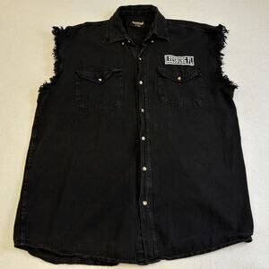 Bikerwear Leesburg Florida Shacket Vest Mens 2XL Black Denim Button Bikercore